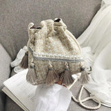 Chinese Style Tassel Bucket Bag Small Handbag
