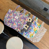 Sweet Flower Girls Student Book Tote Handbags Floral Women's Thin Cloth Shoulder