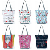 ECG Medicament Printed Handbags Nurse Women's Shoulder Bags