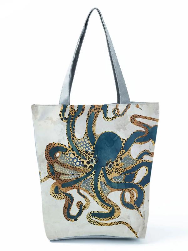 Japanese Style Octopus Graphic Tote Bag for Women