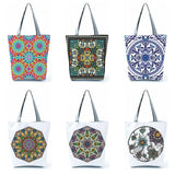 Geometry Floral Print Handbag Classic Shoulder Bag Ladies Eco Practical Shopping