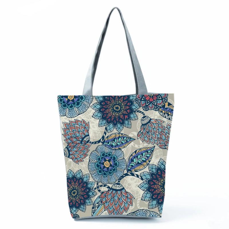 Geometry Floral Print Handbag Classic Shoulder Bag Ladies Eco Practical Shopping