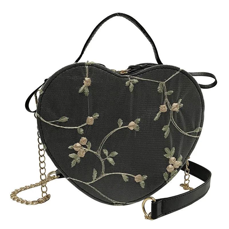 Heart Shaped Leather Chain Bag Women Shoulder Bag