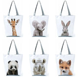 Animal Series Panda Koala Elephant Print Tote Bag