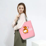 Corgi Dog Printed Handbags Women Large Capacity Shopping Bag