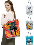 Dog Print Tote Bag Animal Schnauzer Golden Retriever Women Handbag
