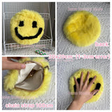 Soft Plush Women Chain Shoulder Bags Faux Fur Smiley Ladies Small Crossbody Bag