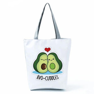 Avocado Cartoons Fruit Series Tote Bag - Reusable Handbag