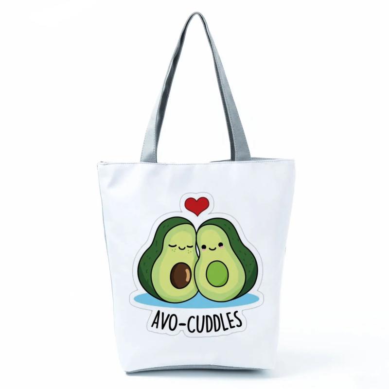 Avocado Cartoons Fruit Series Tote Bag - Reusable Handbag