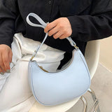 Half-Moon Shoulder Bag for Women PU Leather Travel Crossbody Handbag