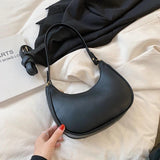 Half-Moon Shoulder Bag for Women PU Leather Travel Crossbody Handbag