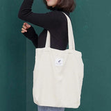 Corduroy Shoulder Bag Reusable Shopping Casual Tote Handbag