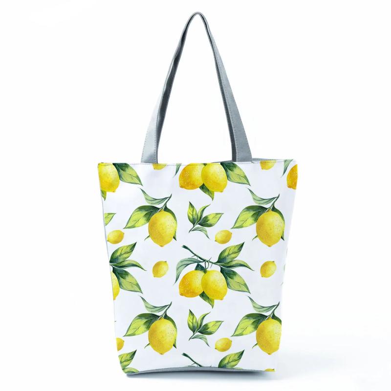 Fruit Shoulder Bag Lemon Print Handbags Portable Storage Bag