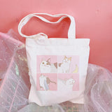 Cat Cartoon Shoulder Bag Harajuku Punk School Fun Hip Hop Canvas