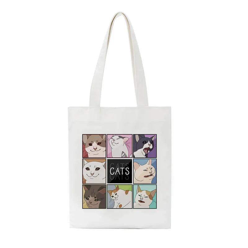 Cat Cartoon Shoulder Bag Harajuku Punk School Fun Hip Hop Canvas