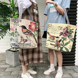 Ethnic Cartoon Printed Canvas Handbag Large Capacity Tote
