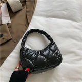 Winter Women Shoulder Bags Pillow Purse Lightweight Soft Pu Feather Padded