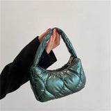 Winter Women Shoulder Bags Pillow Purse Lightweight Soft Pu Feather Padded