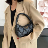 Winter Women Shoulder Bags Pillow Purse Lightweight Soft Pu Feather Padded