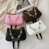 French Casual Armpit Bag Women's High PU Leather Chain Shoulder Bag