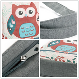 Floral & Owl Print Canvas Tote Bag Large Capacity Women Shopping Handbag