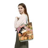 Cat Flower Painting Print Tote Bag For Women - Christmas Handbag