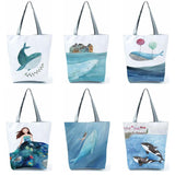 Whale Sea Series Shopper Bag Large Capacity Totes Beach Bag
