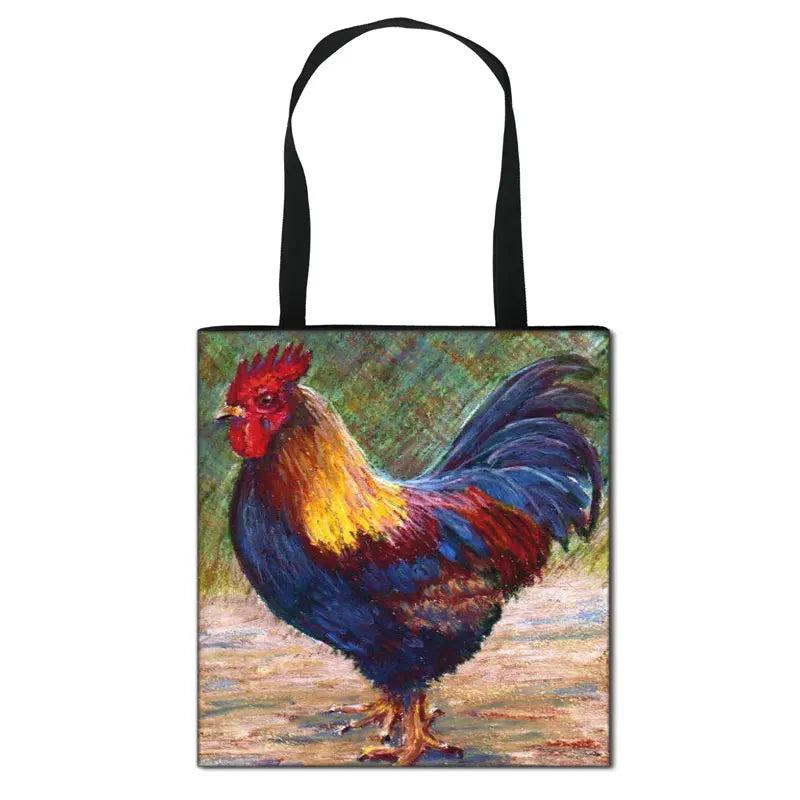 Chicken Oil Painting Shoulder Bag Women Crossbody Tote Handbag Messenger