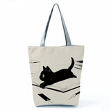 Cartoon Cat Tote Bag Animal Printed Handbag Women Shoulder Eco Reusable Shopping