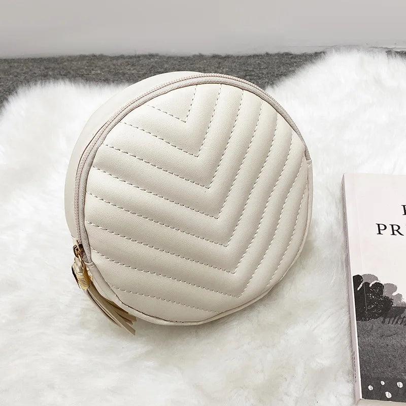 V-shaped Embroidered Round Bag Small Ladies Messenger Bag