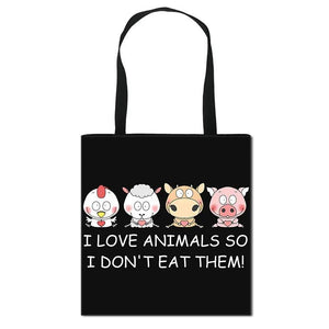 Canvas Handbag Women Shopping Bag Vegan Shoulder Bag