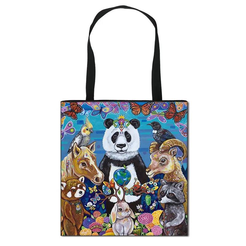 Canvas Handbag Women Shopping Bag Vegan Shoulder Bag