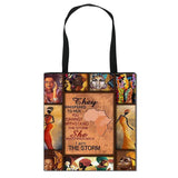 Afro Brown Girls Print Handbag Canvas Totes Lady Shopping Bag