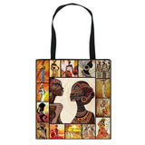 Afro Brown Girls Print Handbag Canvas Totes Lady Shopping Bag