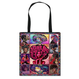 Afro Brown Girls Print Handbag Canvas Totes Lady Shopping Bag
