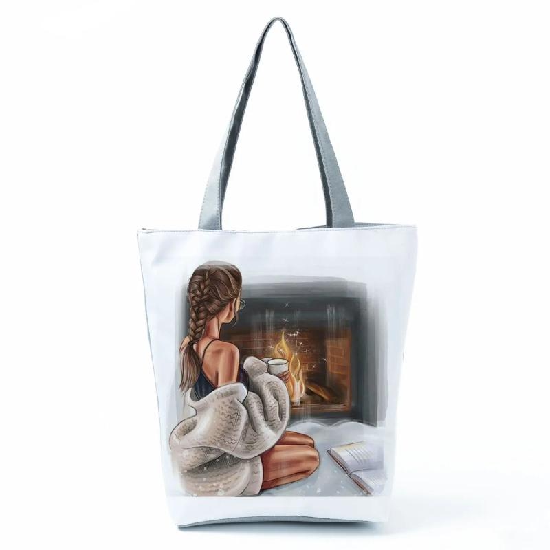 Eco-Friendly Cartoon Girl Shoulder Bag