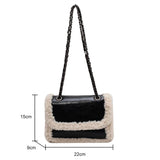 Soft Leather Shoulder Bag Lamb Wool Handbag
