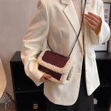 Soft Leather Shoulder Bag Lamb Wool Handbag