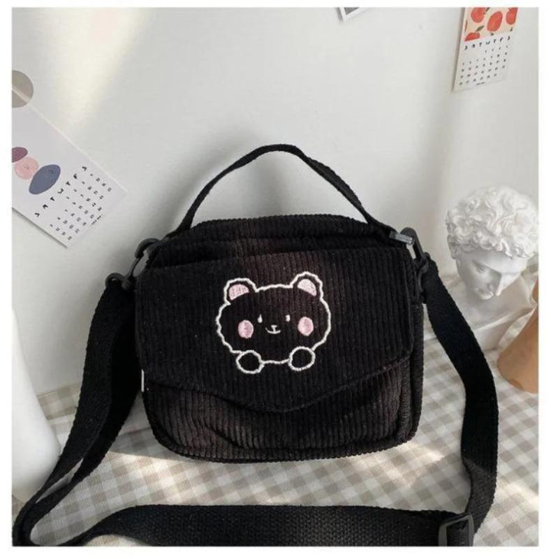 Preppy Student Tote Shoulder Messenger Small Corduroy Satchel