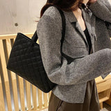 Women's Solid Pu Leather Shoulder Bag High Capacity Handbag