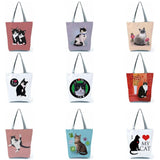Cat Tote Bag Handbags Reusable Shopping Bag Ladies Shoulder Bag Beach Pattern