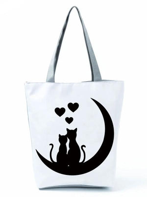 Cat Print Handbags High Capacity Female Tote Shoulder Bag