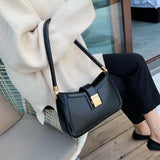 Solid PU Leather Shoulder Bags For Women hit Lock Handbags