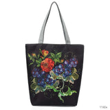 Miyahouse Embroidery Canvas Handbag Floral Bird Printed Lady Shoulder Bag