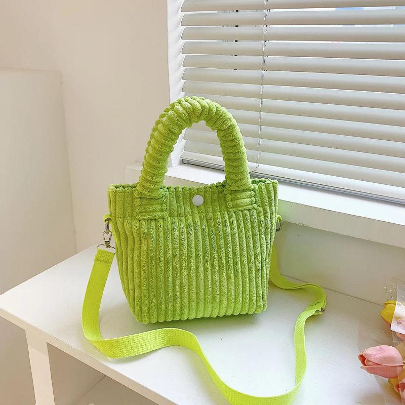 Corduroy Crossbody Bag Zipper Tote Handbag Cotton Purse