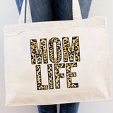 Mom Life Canvas Shopping Bags Tote Shoulder Bags Casual Totes Handbag