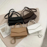 Retro PU Leather Shoulder Bag - Solid Crossbody Bags for Women