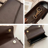Retro PU Leather Shoulder Bag - Solid Crossbody Bags for Women
