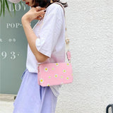 Women's Daisy Pattern Shoulder Bag Handbag Small Square Bag Tote