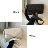 Winter Warm Plaid Shoulder Bags Lightweight Down Cotton Padded Quilted Tote